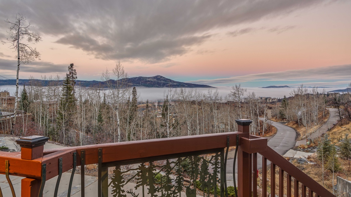 Spectacular sunrise views off the main level balcony