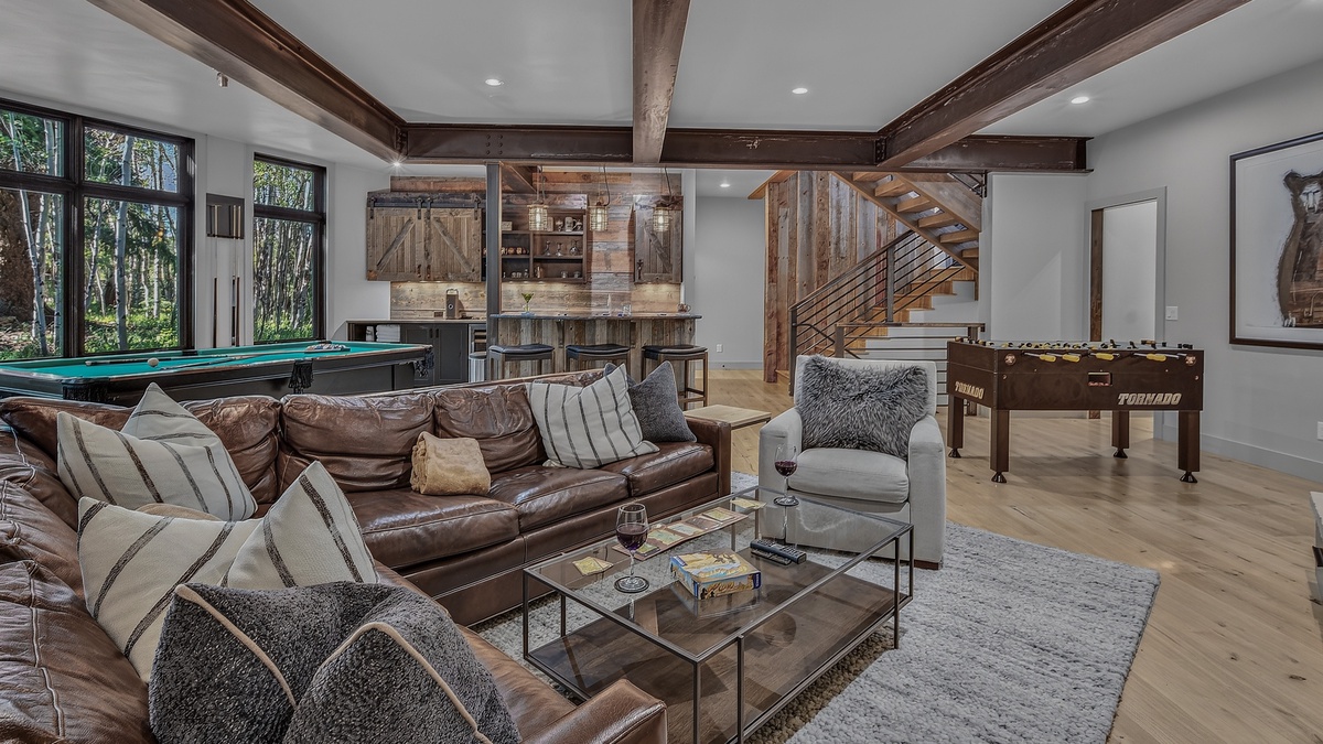 Family Room, Lower Level - Seating area beside wet bar