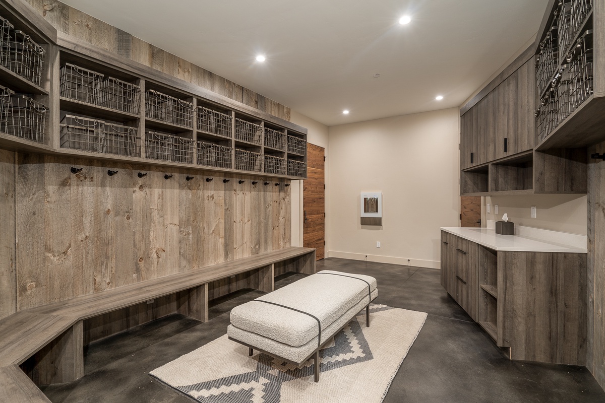 Huge ski storage room