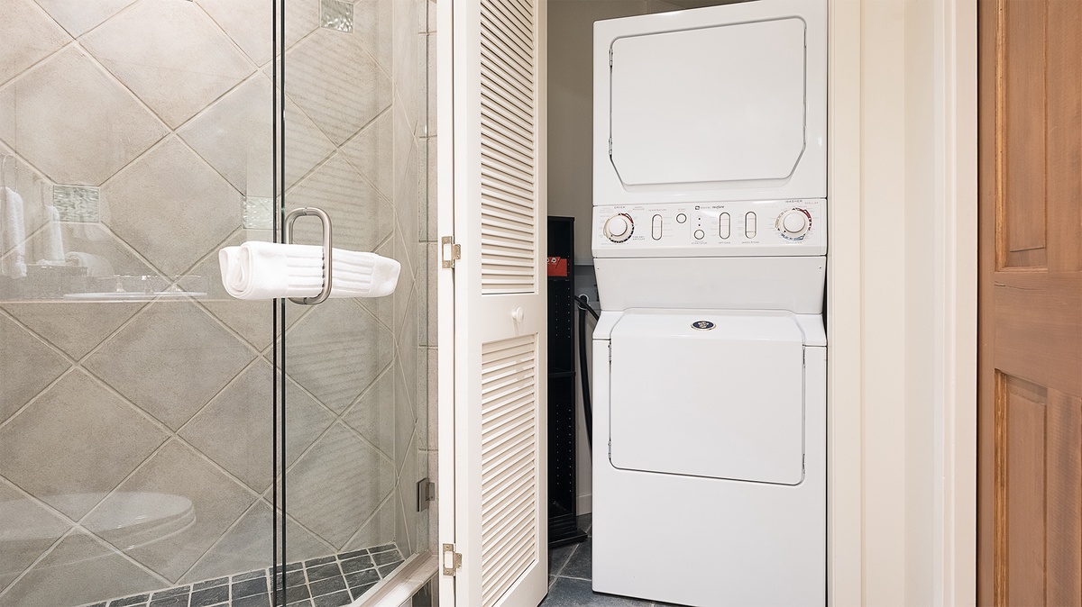 Laundry, Main Level - Laundry in closet in hall bathroom