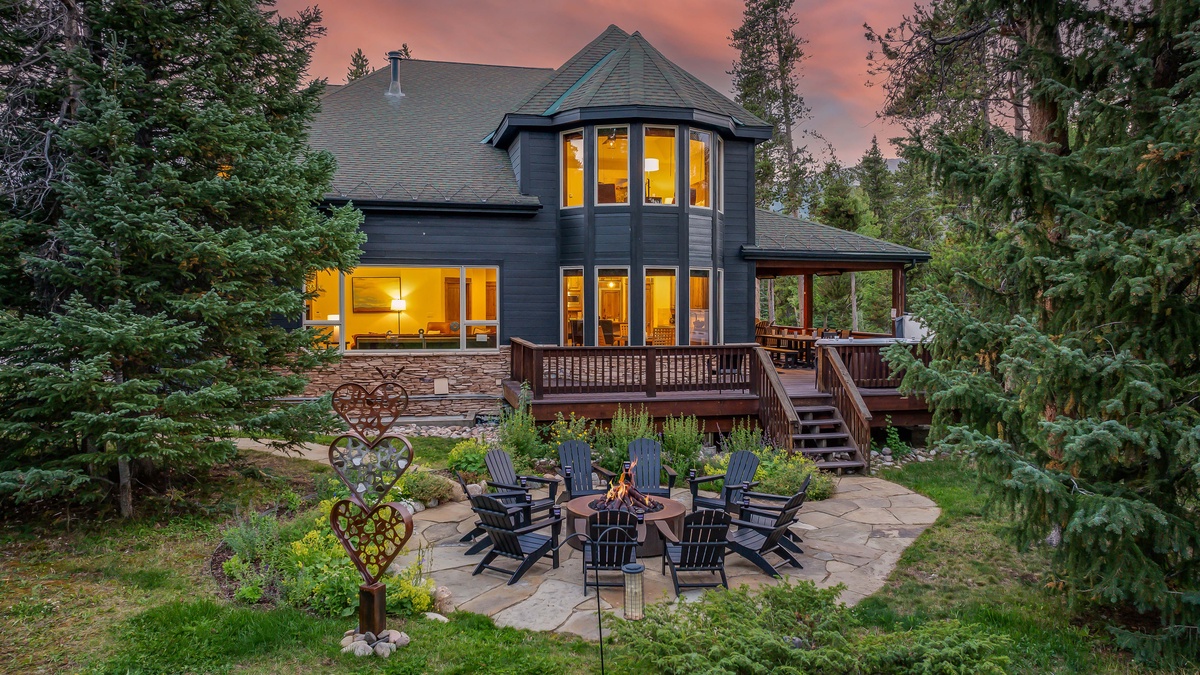 Aerial of The Breck Haus back patio area