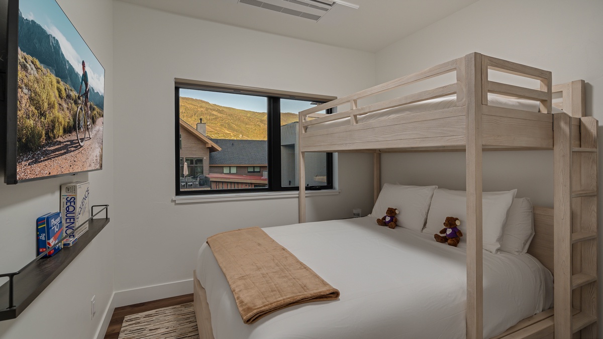 Bedroom 2, Upper Level - Twin-over-queen bunk with TV
