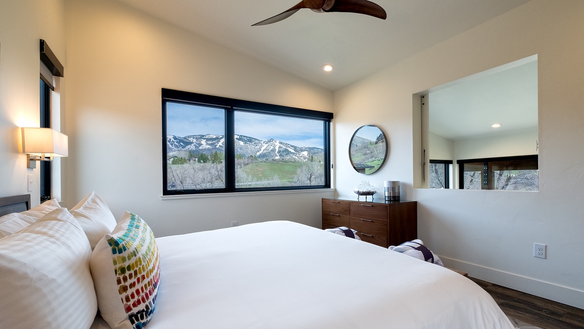 Primary suite with ski area views, upper level