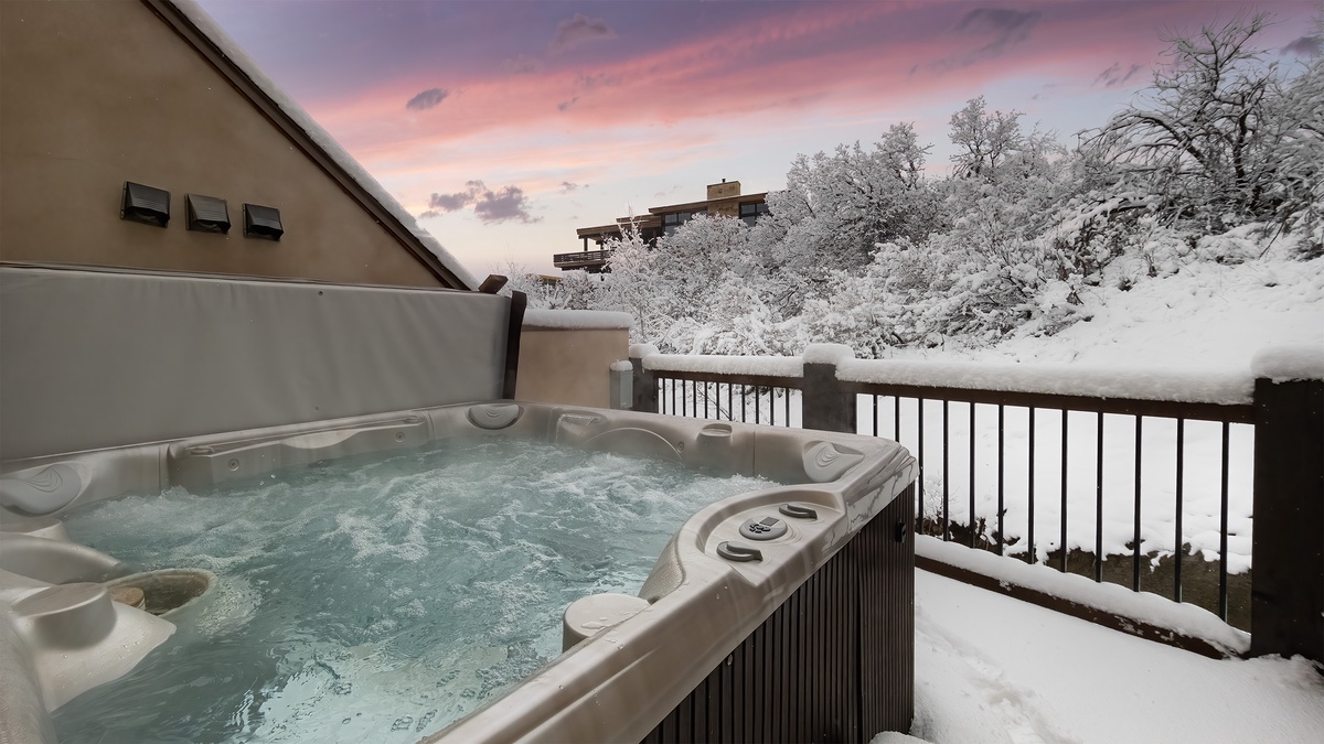 Hot Tub, Upper Level Deck, Sunshine Peak Chalet - With snow views