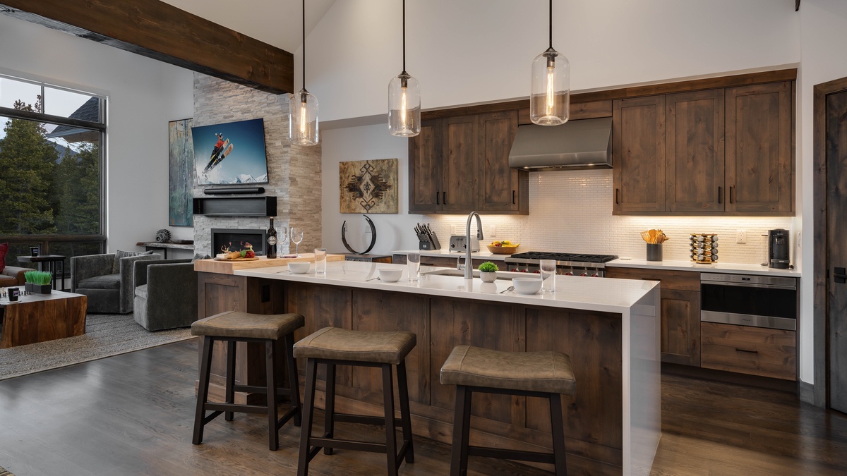 Gourmet kitchen with breakfast bar seating