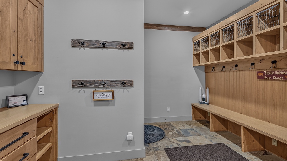Mudroom, Lowermost Level - Built-in storage with bench seating