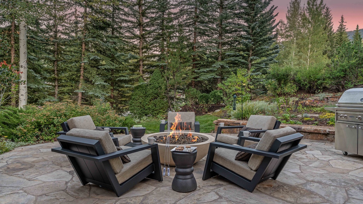 Warm up and make s'mores by the firepit on the main patio