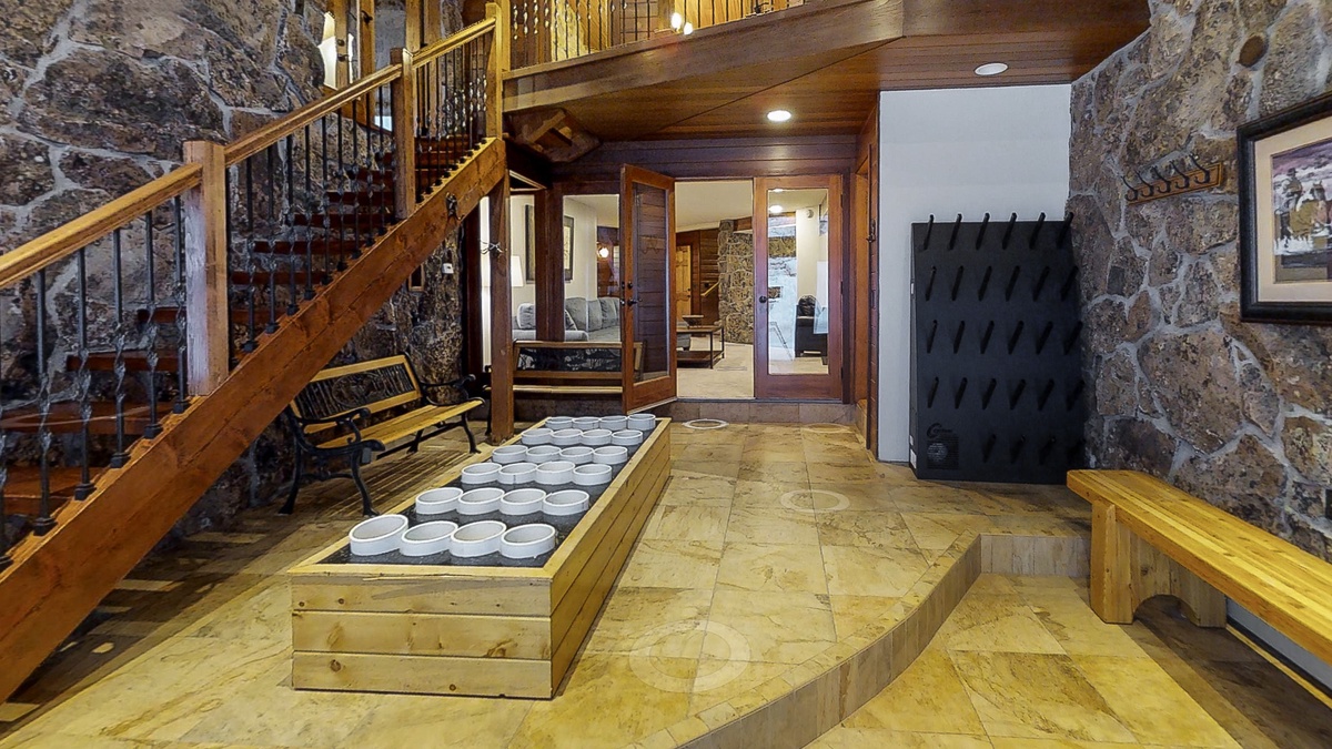 Large ski and gear storage room on the lower level