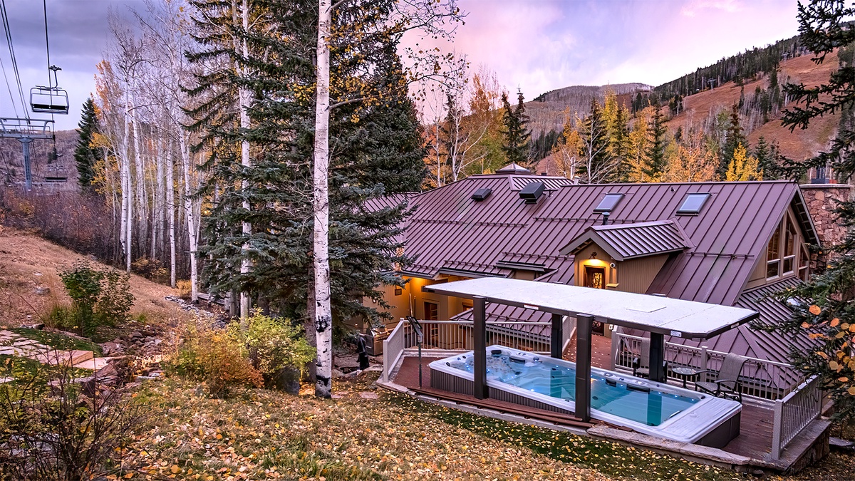 Ski lift backyard in autumn