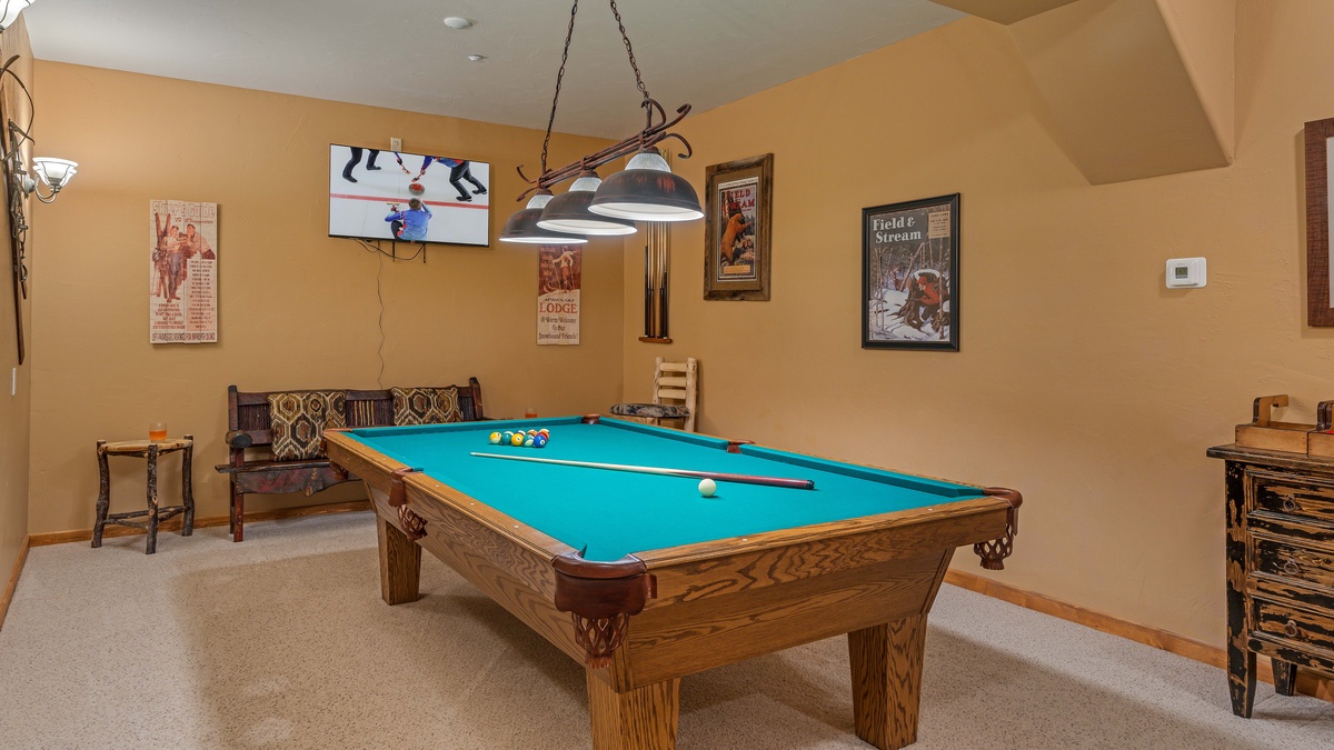 Billiards room on lower level