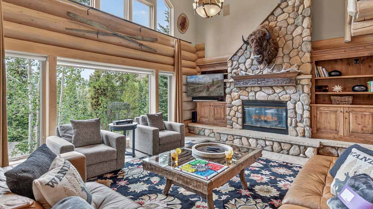 Great room with fireplace