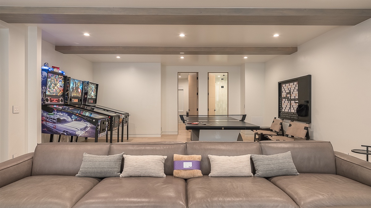 Recreation Room, Lower Level - With ping pong, wall scrabble, and pinball machines
