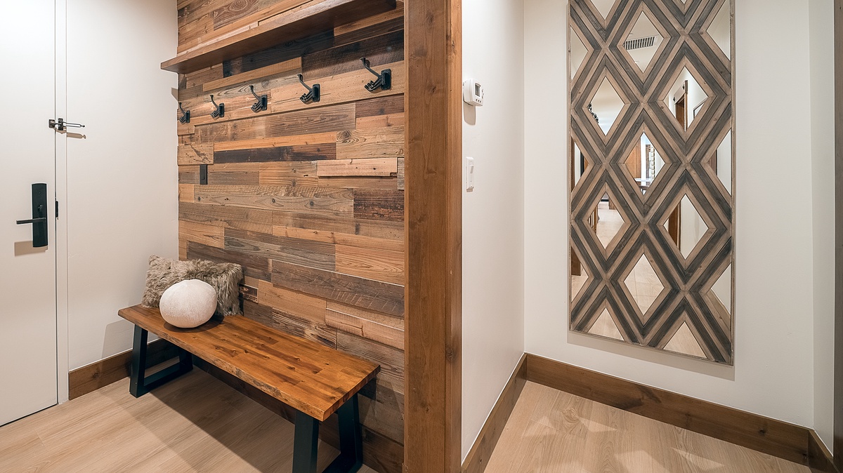 Entryway, Main Level - Bench seating with wall hooks
