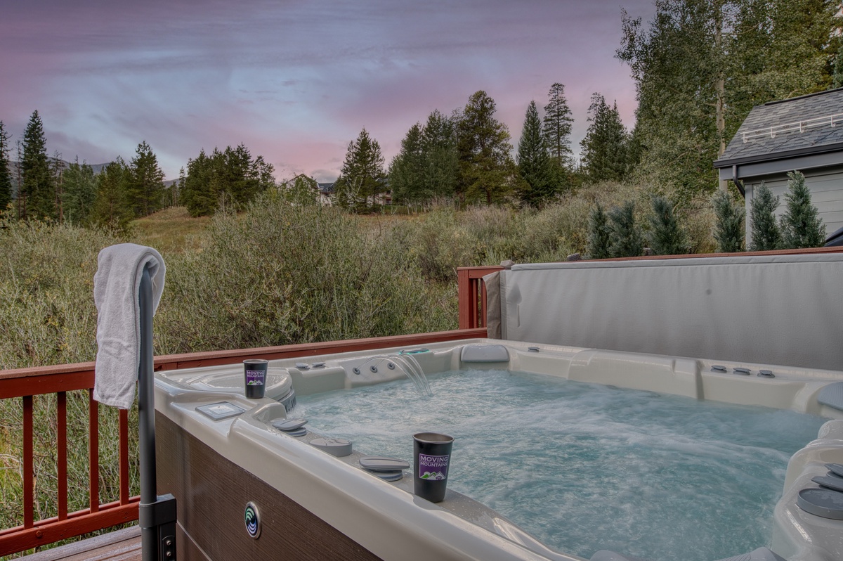 Hot Tub, Main Level Deck - Hot tub with summer views