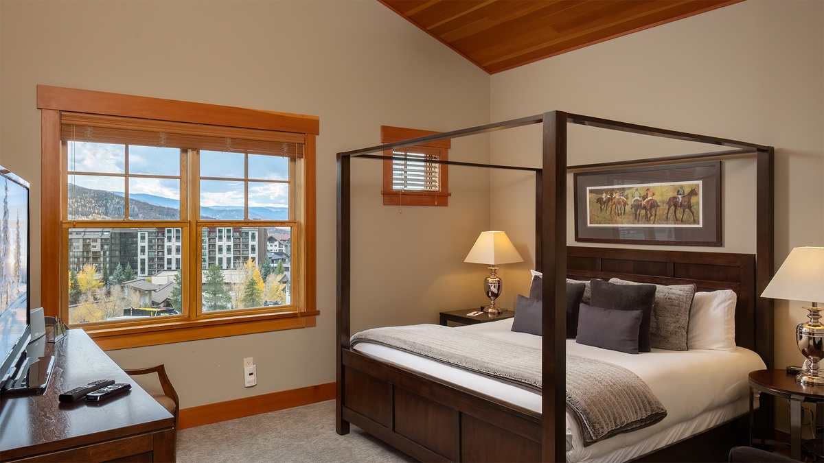 Bedroom 5, Main Level, Sunshine Peak Chalet- Primary king bedroom with mountain views