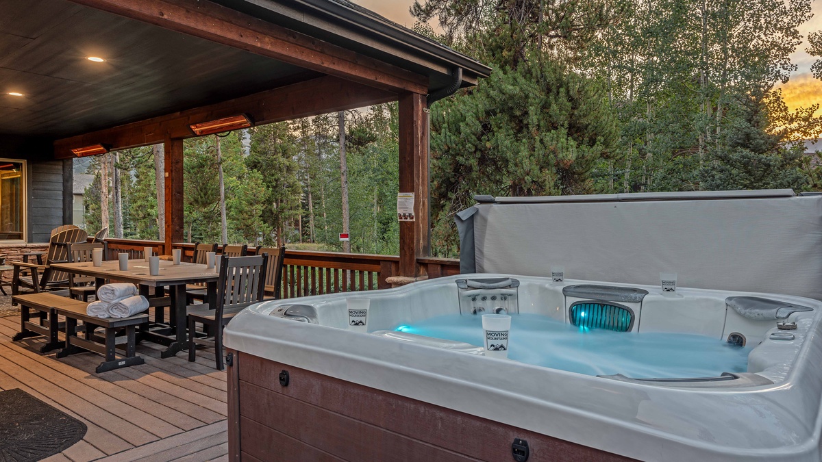 Soak in the hot tub on the outdoor patio