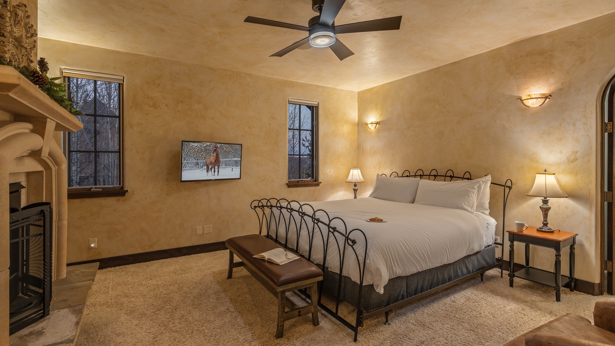 Bedroom 4, Upper Level - King Suite 4, upper level with fireplace