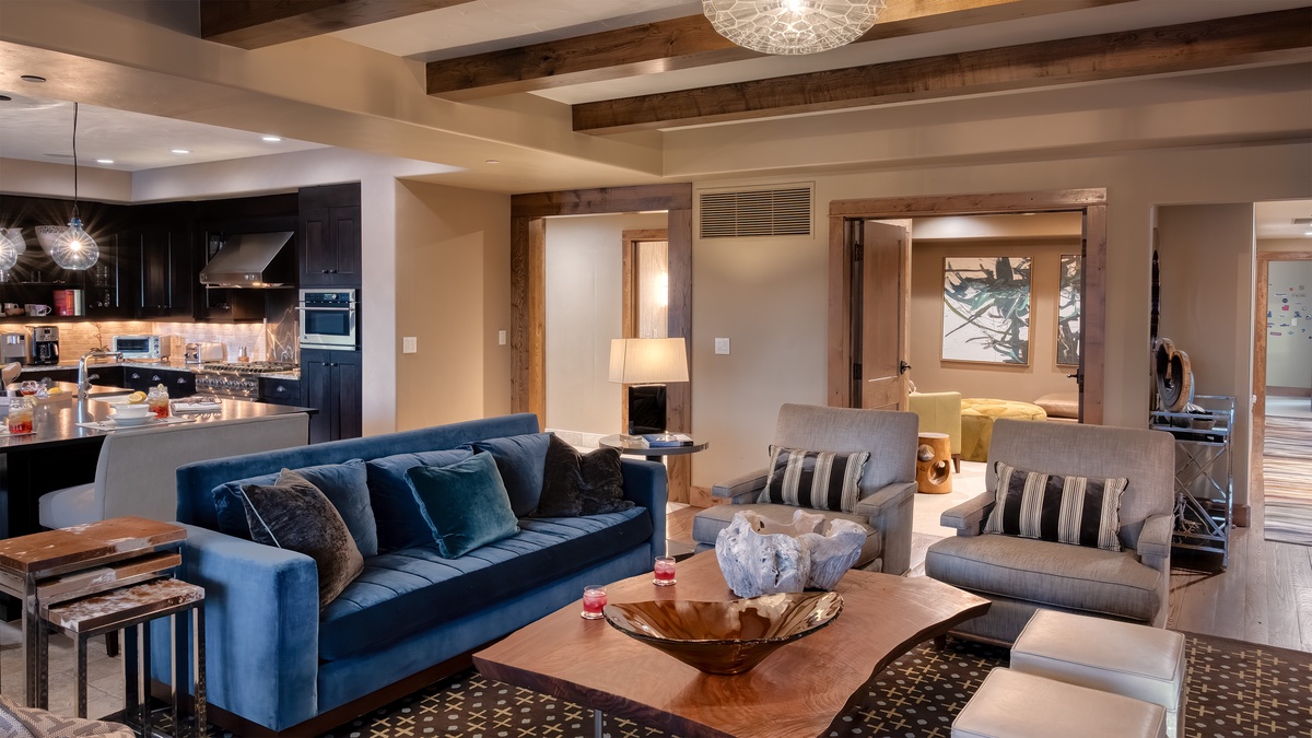 Great Room, Main Level - Cozy fireplace and slopeside views