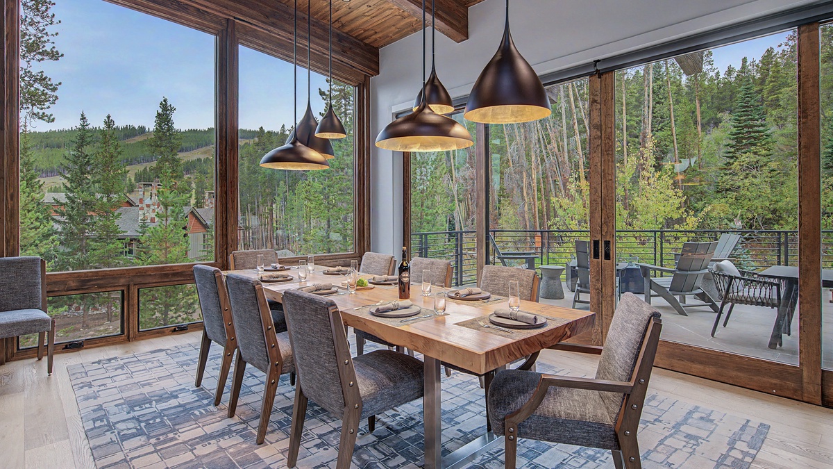 Dining Area, Uppermost Level - Table with seating beside large windows