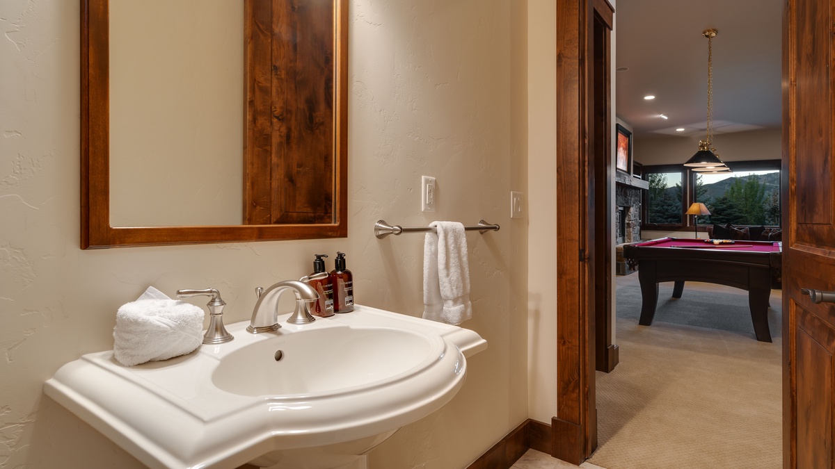 Powder Room, Lower Level - With pedestal sink