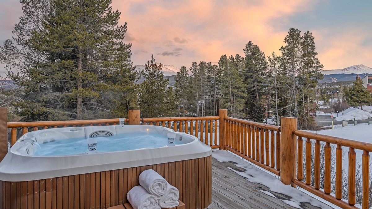 Relax in the private hot tub on the main level deck