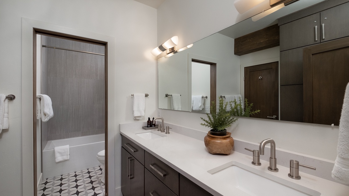 Downstairs bunkroom/twin bathroom