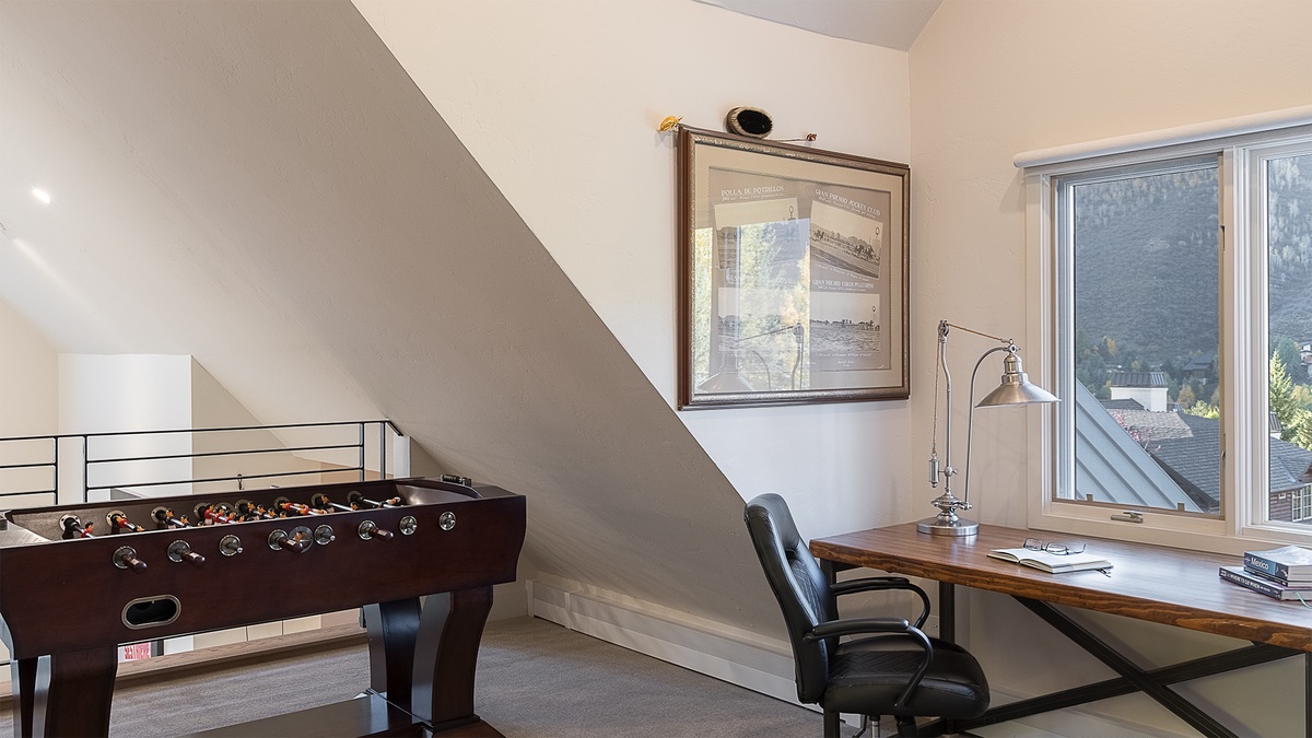Office, Upper Level - Loft with desk and foosball
