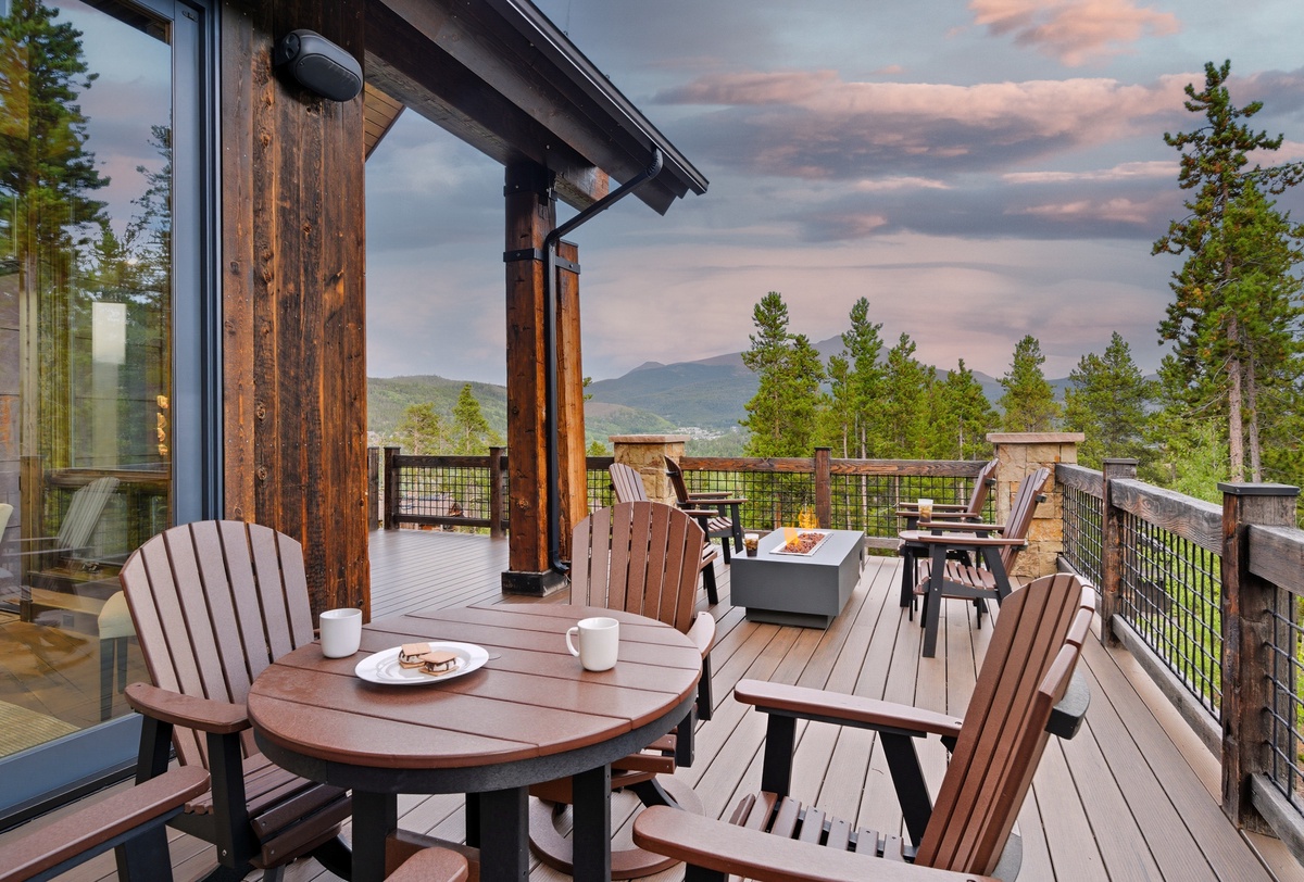 Deck, Upper Level - Outdoor seating with mountain views