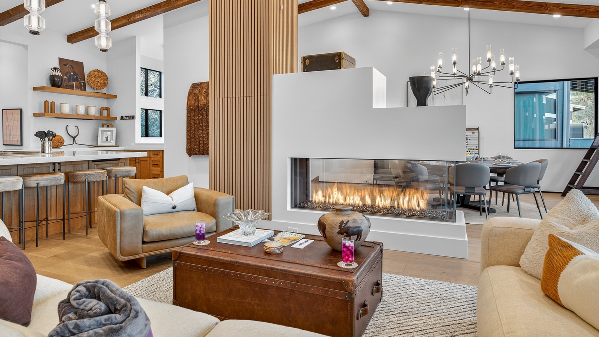 Great Room, Upper Level - With fireplace