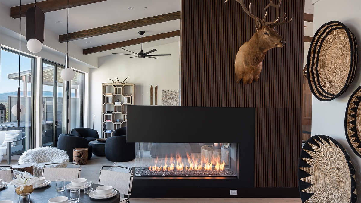 Dining Area, Upper Level - Aria Ridge, dining area with fireplace