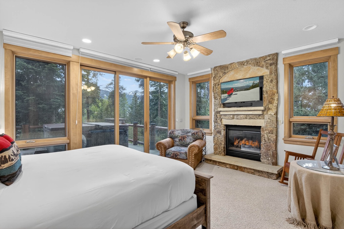 Bedroom 1, Main Level - Primary suite with fireplace