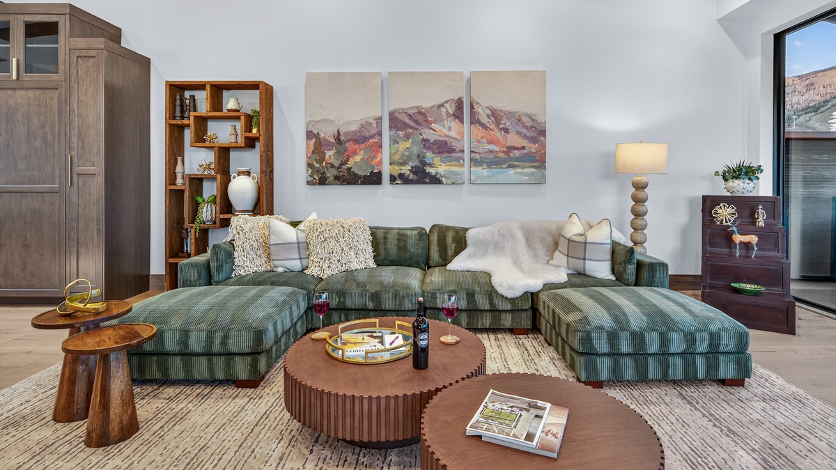 Great Room, Upper Level - With a plush sofa