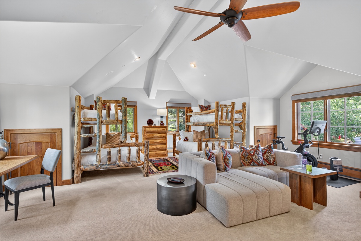 Bedroom 5, Upper Level - Bunk room with Peloton bike