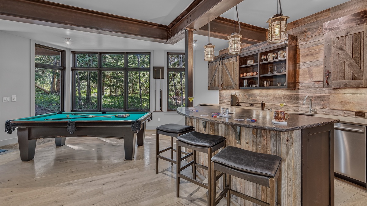 Family Room, Lower Level - Pool table beside wet bar