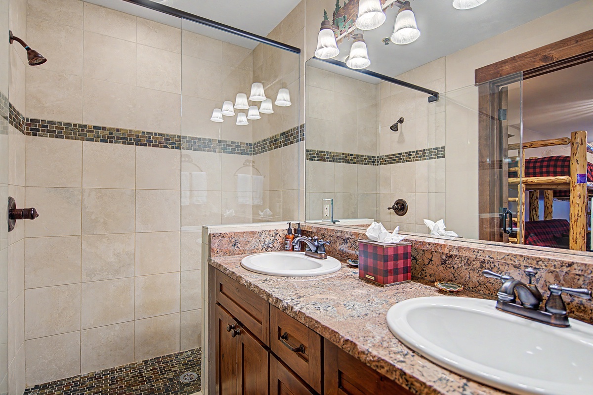 Bedroom 3, Lower Level - Ensuite with double vanity and walk-in shower