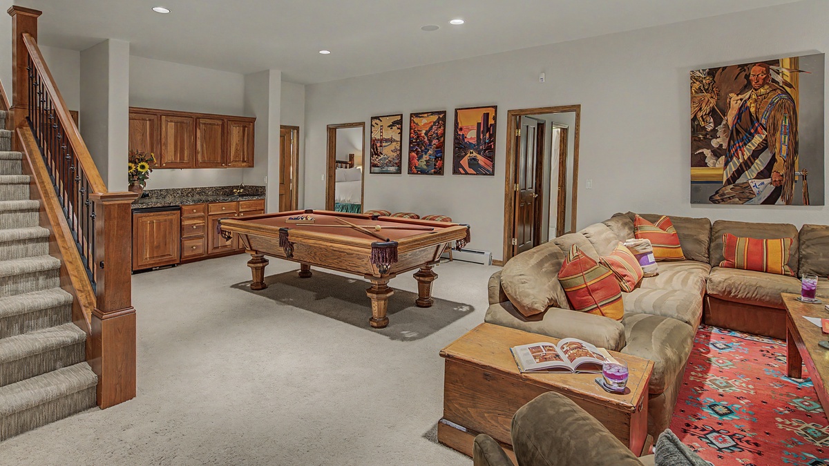 Family Room, Lower Level - Pool table with seating area