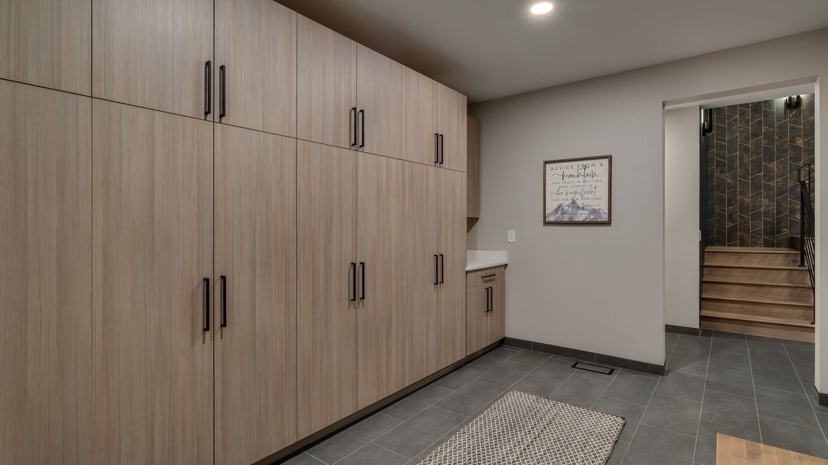 Mudroom on lower level with plenty of space for all of your gear