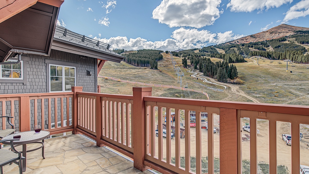 Deck in Summer, Main Level - Ski area views from the deck