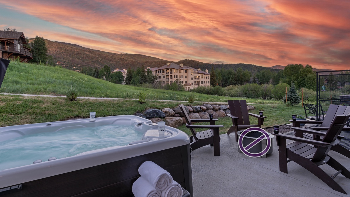 Hot Tub, Main Level Patio - With views (unfortunately, firepit is not approved for guest use)