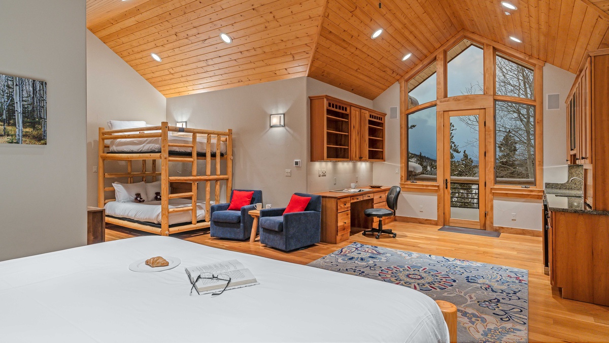 Bedroom 2, Upper Level Over Garage - Family suite on upper level with king bed and full over full bunk