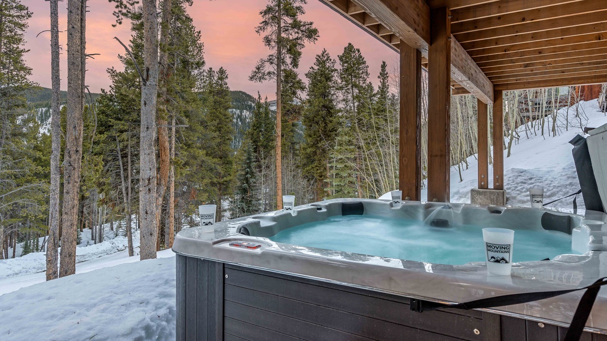 Soak in snowy views while soaking in the hot tub