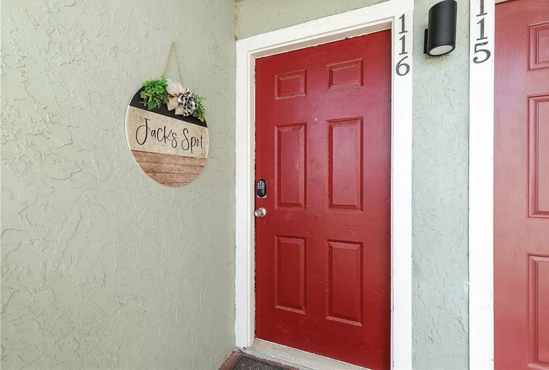 Welcome to Jack's Spot - your charming getaway awaits behind this inviting red door, complete with thoughtful touches that make you feel right at home.