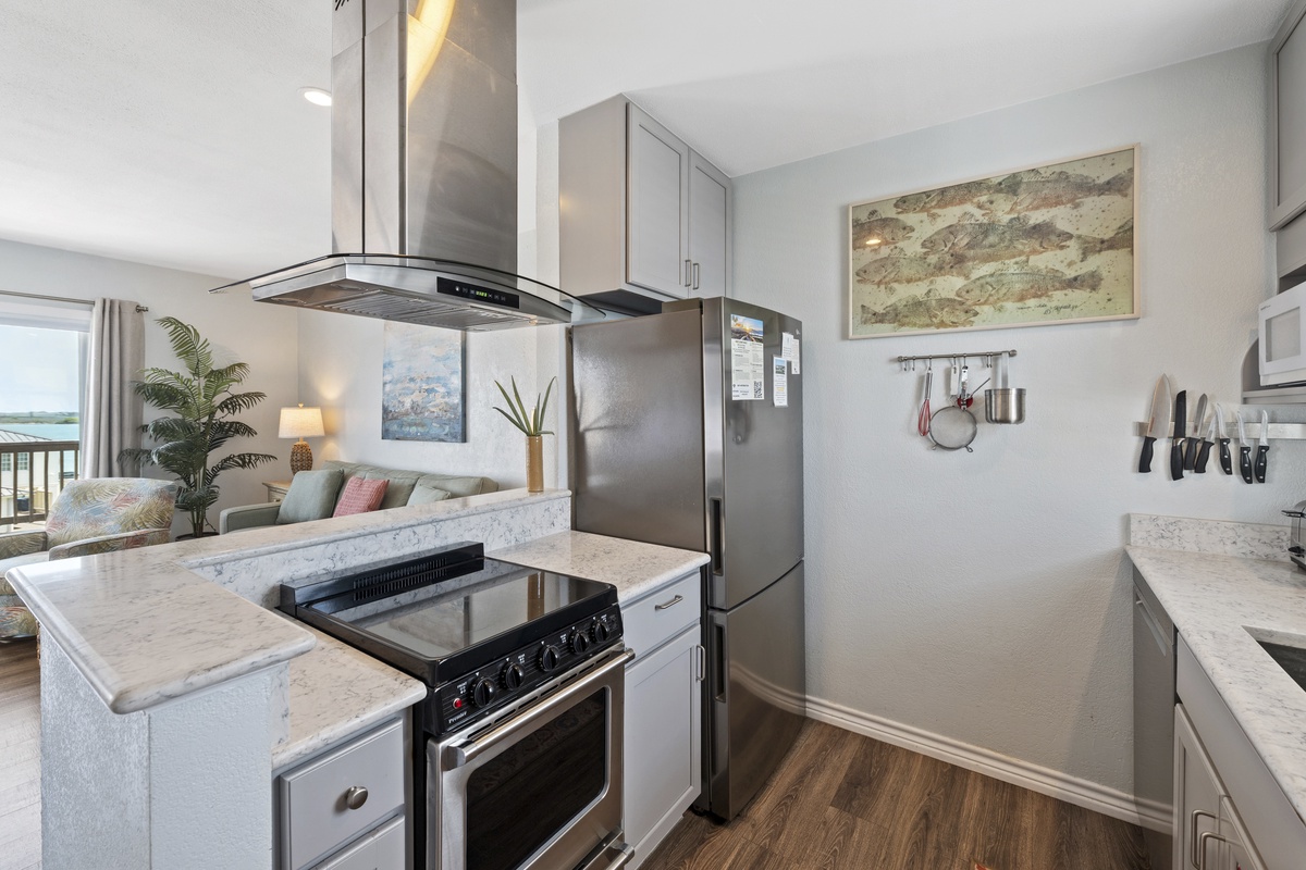 Your fully equipped kitchen invites culinary adventures with modern appliances and everything you need to create memorable meals.
