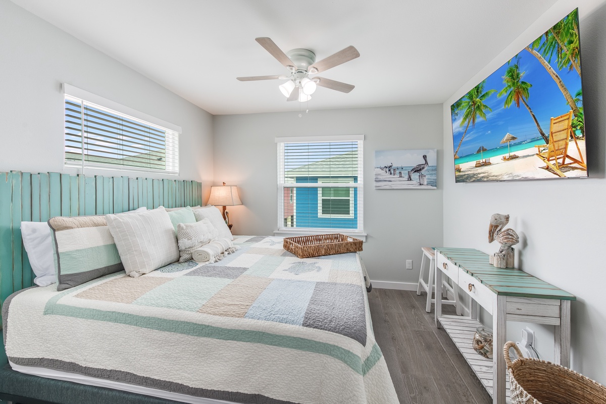 Drift into dreams in your coastal sanctuary with soft linens and soothing sea-inspired décor that whispers vacation bliss.