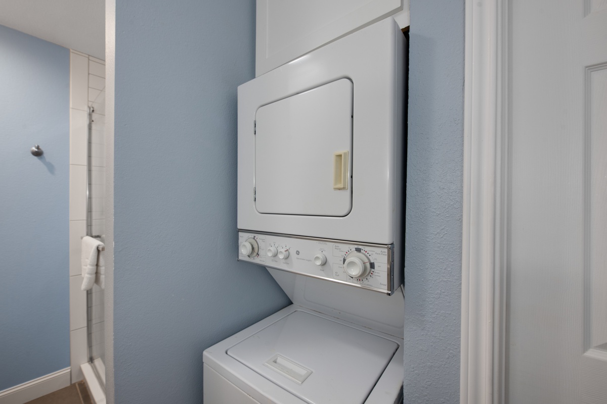 Skip the laundromat with your own private washer and dryer tucked conveniently in your space.