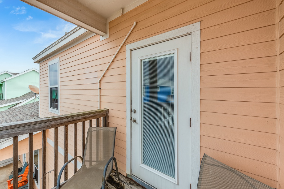 Step onto your private balcony with comfortable seating and breathe in the fresh air while enjoying neighborhood views.