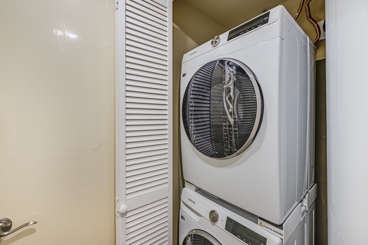 Pack light and enjoy the convenience of a full-size washer and dryer.