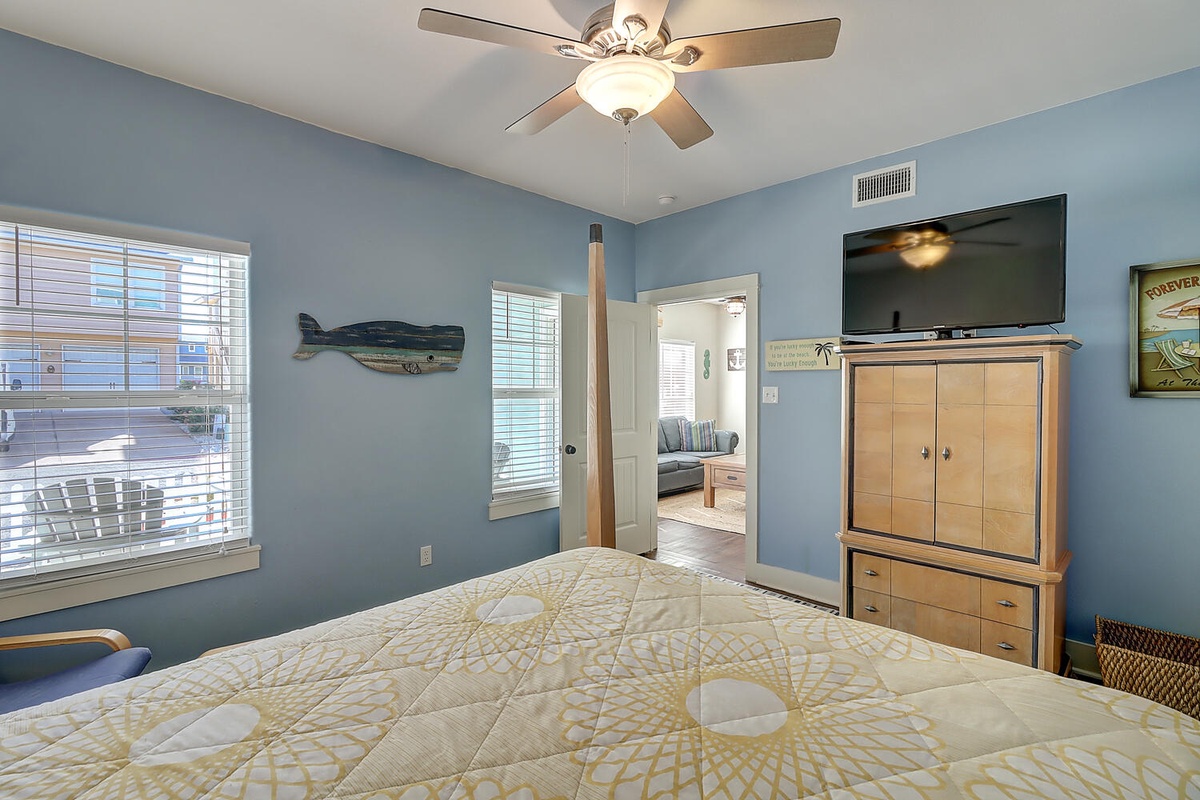 Drift off to sleep in your coastal-themed bedroom, where ocean blues and nautical touches create the perfect seaside retreat.