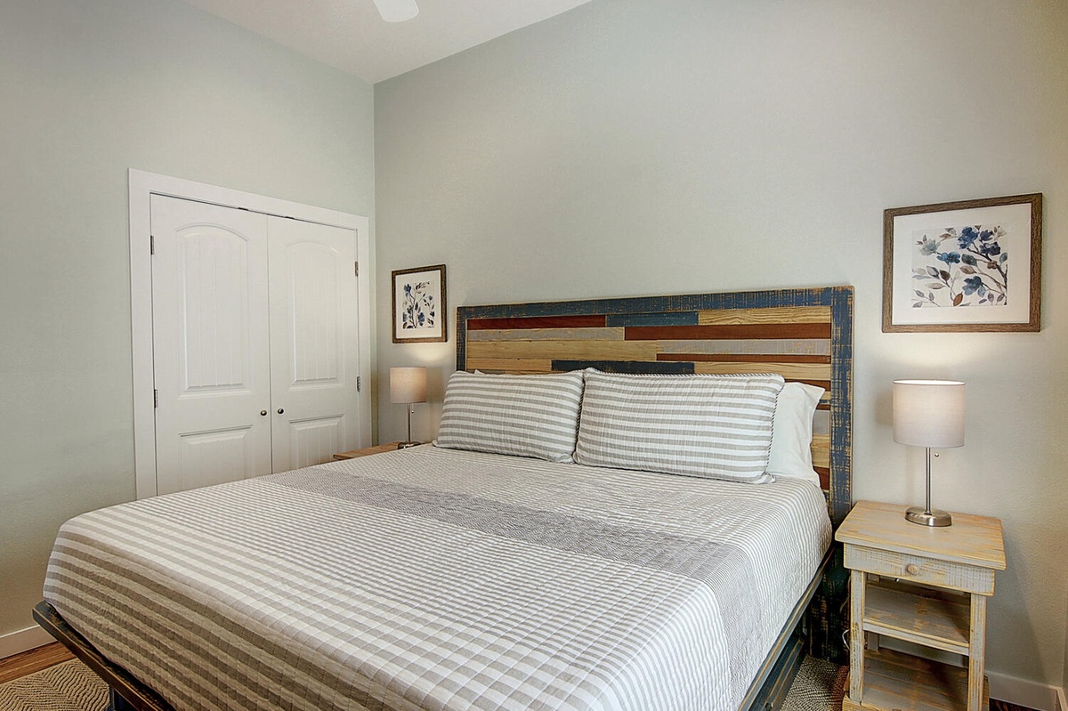Rest peacefully in your cozy bedroom with crisp linens and calming décor that creates the perfect retreat.