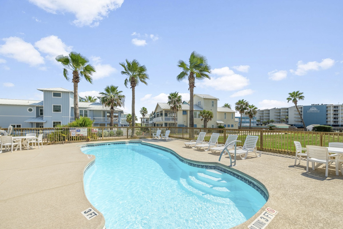 Take a refreshing dip in your sparkling community pool, surrounded by swaying palm trees and comfortable loungers under endless blue skies.